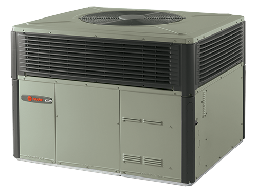 Trane XL15c high-efficiency packaged heat pump and air conditioning unit.